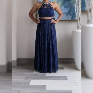 My Michelle 2 Piece Dress | Navy/Lace, Size 9